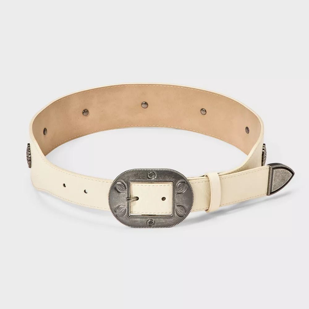 Western Wide Buckle Western Studded Belt - Universal Thread Cream XXL - Picture 2 of 3